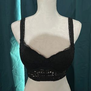 PINK black lace bralette